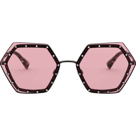 Valentino Accessories - Valentino 62mm oversized pink studded sunglasses